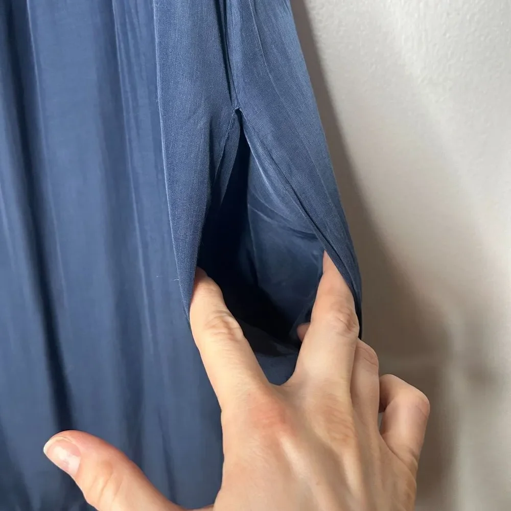 Mersea Blue Tulum Ruffle Dress Tie Waist Size Small - Picture 8 of 10